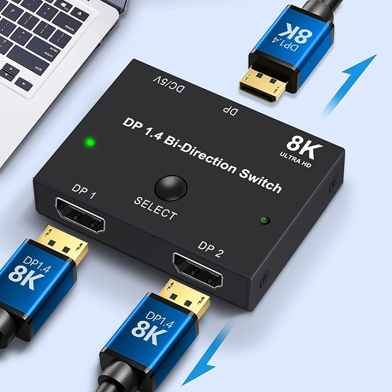 

Displayport Switch 8K Bidirectional DP 1.4 Switch 8K@60Hz 4K@120Hz Displayport Switcher 1 to 2/2 in 1 Out for PC Host Monitor