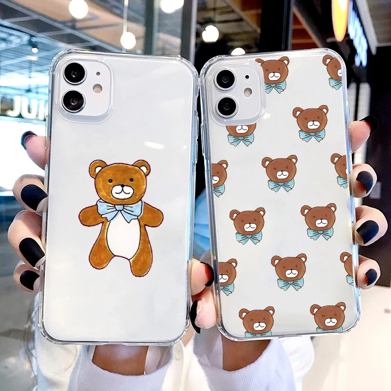 Милый чехол для телефона Kai Teddy Bear iphone 13 12Promax 11Pro XR 7 8 мультяшный мягкий 13Promax 12 11 X XS