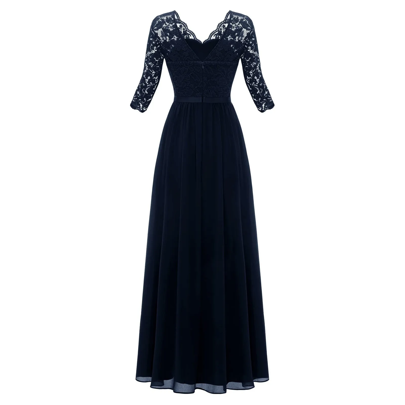 Женское элегантное платье с длинным рукавом и V-образным вырезом