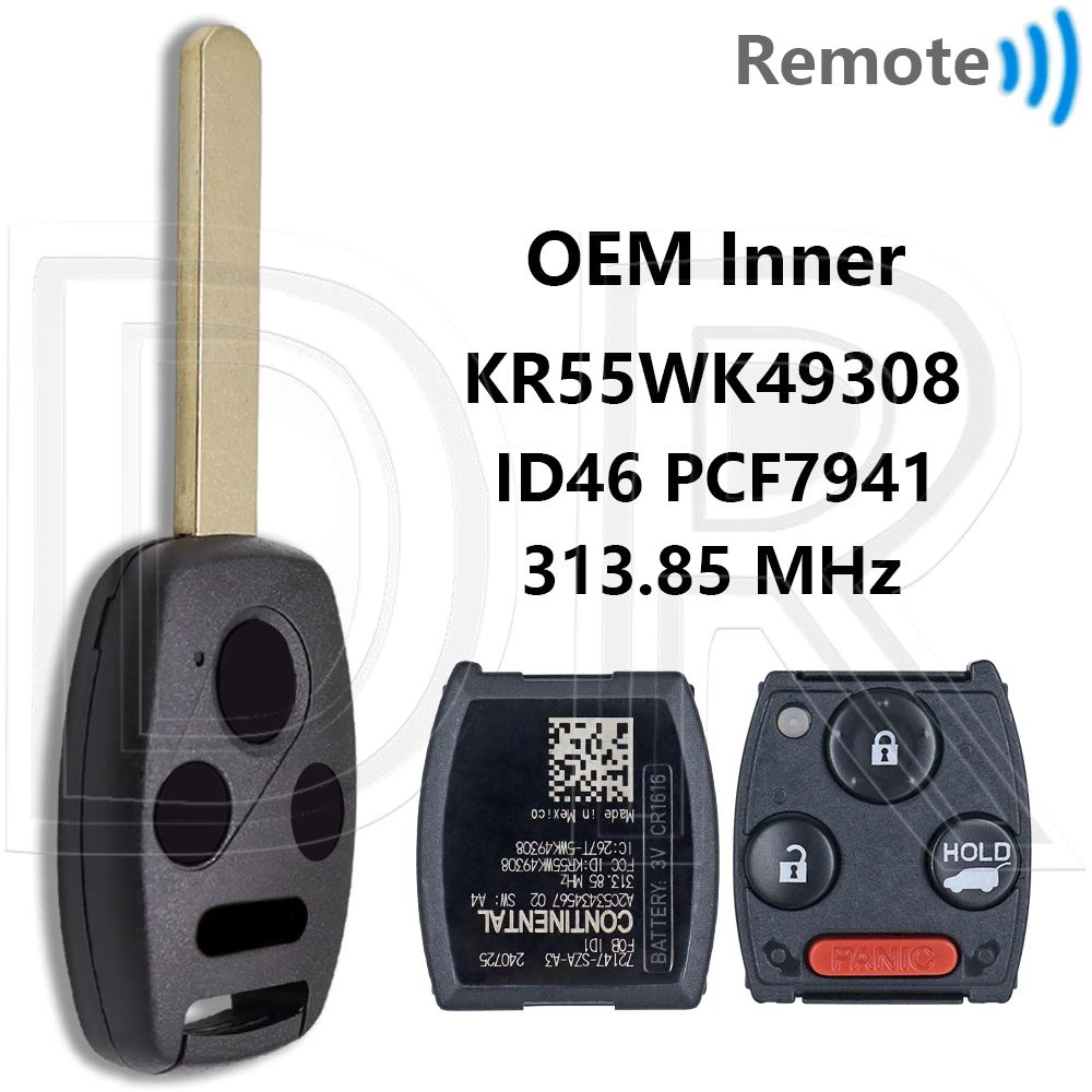 

Отличный OEM внутренний KR55WK49308 ID46 PCF7941 313.85 FSK автомобильный ключ дистанционного управления для Honda CRV Accord Sedan Pilot Civic 2008-2015