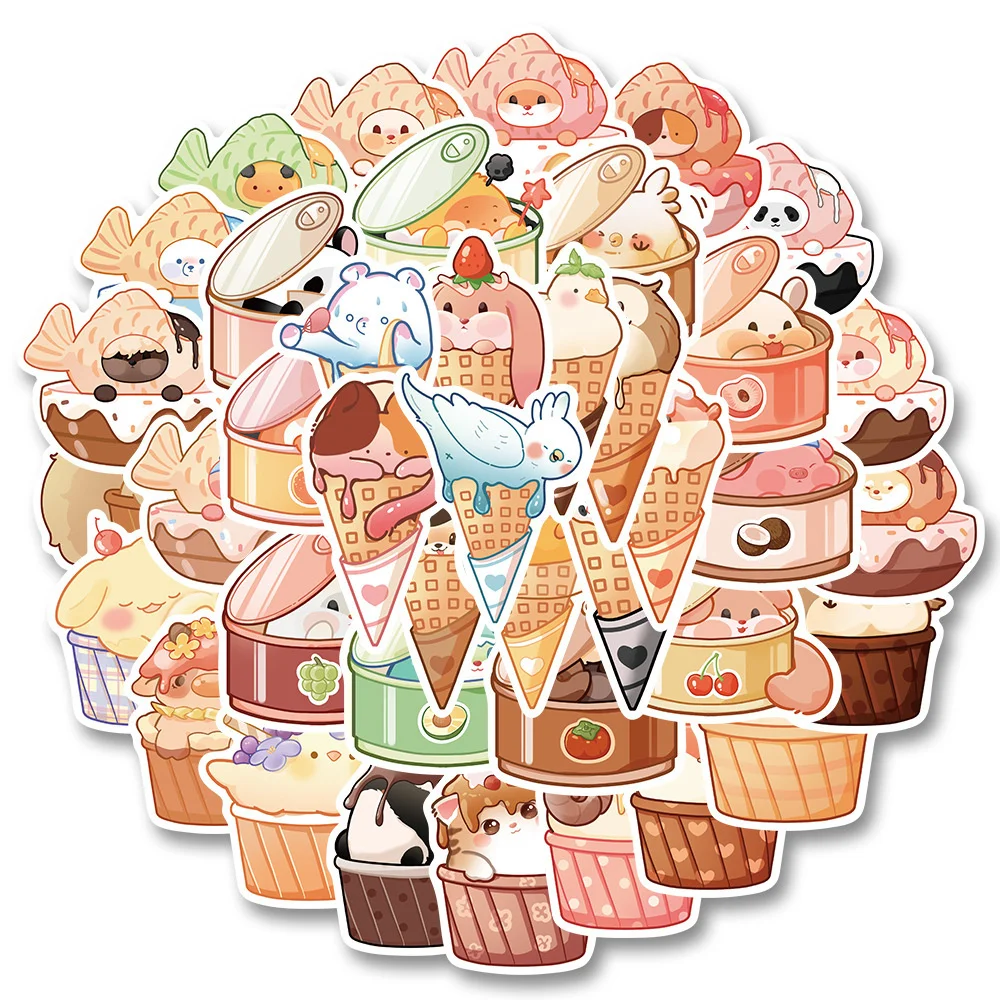

10/30/50PCS Cartoon Animal Gourmet Personalized Creative Sticker Computer Refrigerator Motorcycle Waterproof Sticker Wholesale