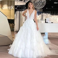 sexy elegant wedding dress with tulle and boat neck tie card shoulder strap high slit side bridal gown large size customization