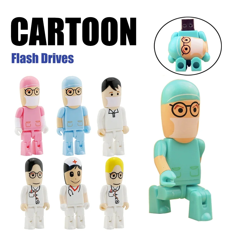 Doctors Memory Stick Nurses Dentist PenDrive Cartoon 4G 8G USB2.0 Flash Drive Pendrive 16G Pen Drives 64G128G flash card U Disk