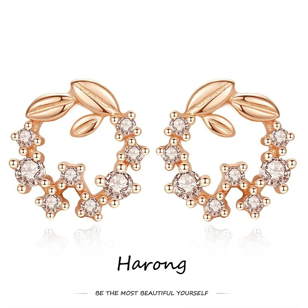 

Harong Fashion Crystal Garland Stud Earrings Aesthetic Female Wedding Birthday Gift Flower Earrings for Women Girls