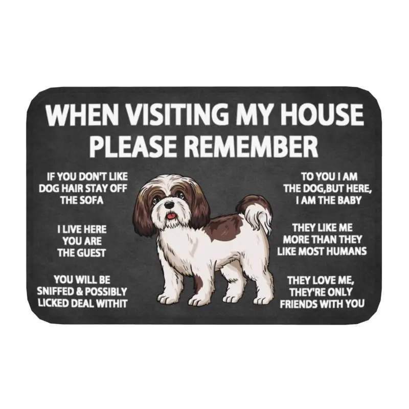 Please Remember Shih Tzu Dogs House Rules Doormat Mat Anti-Slip Bath Kitchen Living Room Entrance Rug Carpet 40*60cm