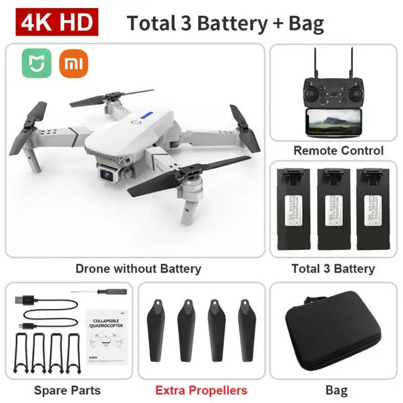 Дрон Xiaomi MIJIA E88/E525 4K 1080P, профессиональный Квадрокоптер с HD-камерой для предотвращения препятствий для аэрофотосъемки, складной Квадрокоптер 100 м
