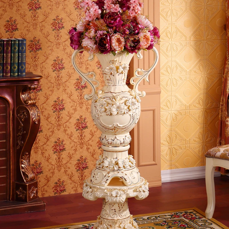 

Роскошная гостиничная вилла, европейская керамическая ваза от пола до потолка, для гостиной, крыльца, Цветочная композиция для цветов, украшение, цветочный орнамент