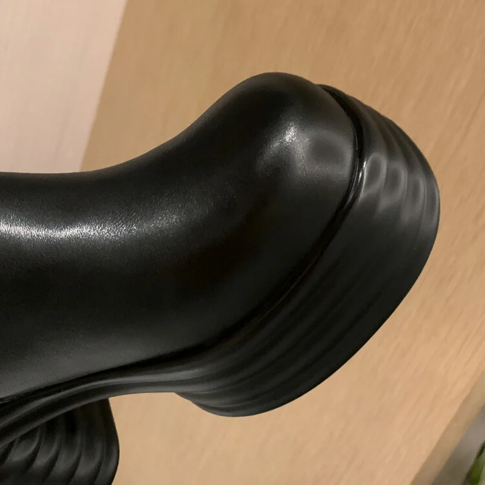 Женские сапоги до колена на платформе высокие эластичные молнии бедра зима-осень