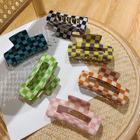 new fashion sweet 10 5cm rectangle hollow hair clip acrylic hair clip color grid hair claw for women exquisit shark clips 2022