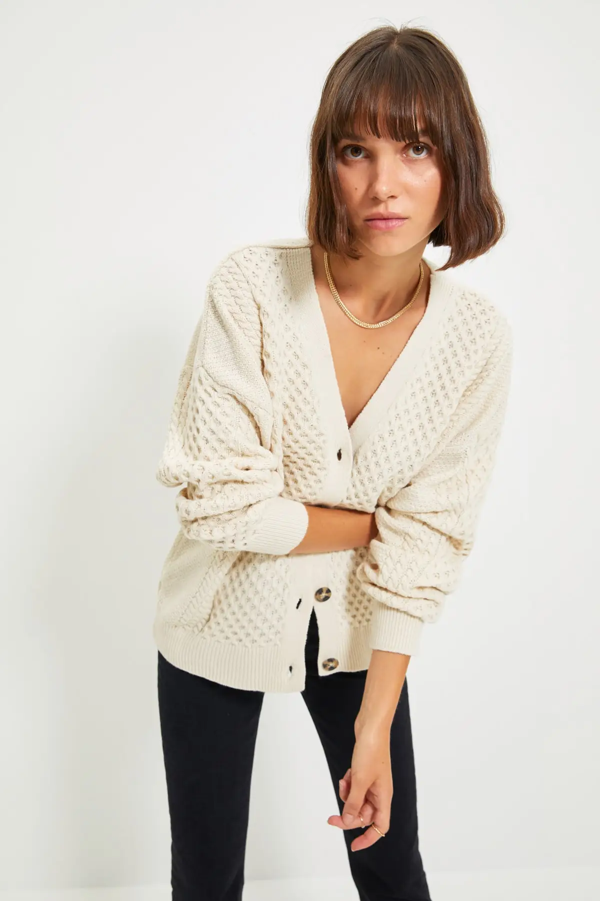 

Trendyol Mesh Detailed Knitwear Cardigan TWOAW22HI0423