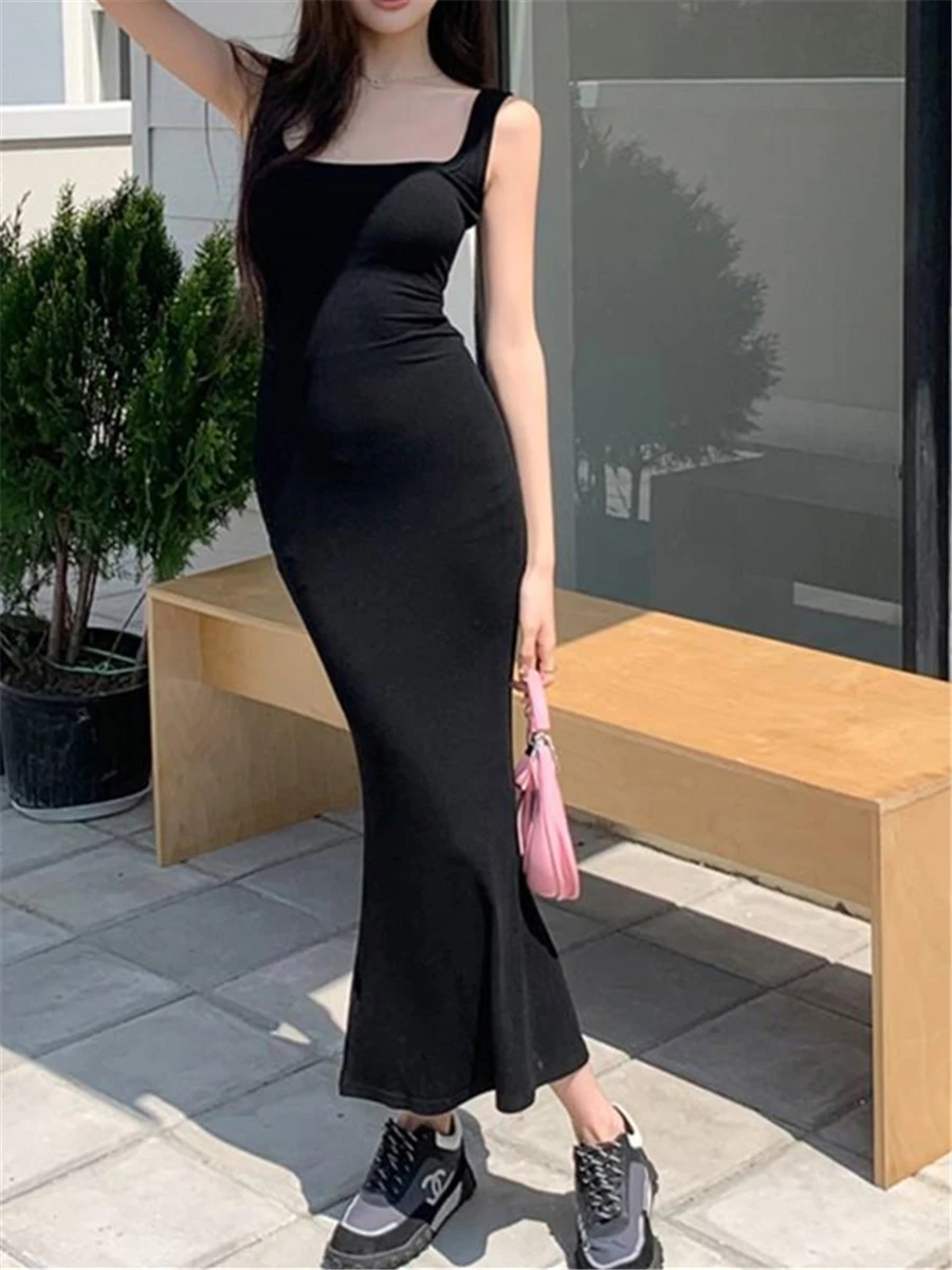 

Платье-миди женское на тонких бретельках, с квадратным вырезом