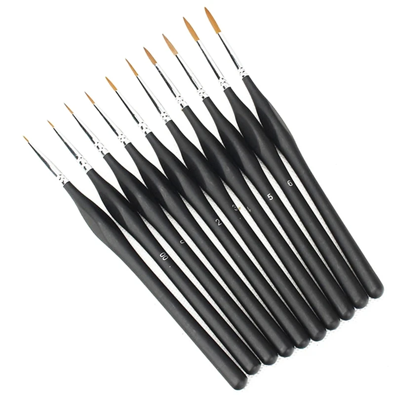 

10 Pieces Of Fine Tip Detail Brushes Mini Thin Brush Set Suitable For Scale Model Painting And Line Drawing
