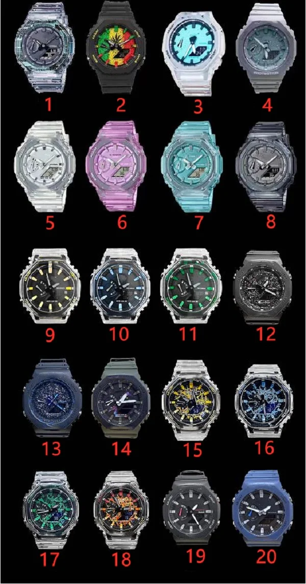 

Sports Digital Quartz Men's Original shock watch Full feature World Time LED Auto Raise Light 2100 Oak series