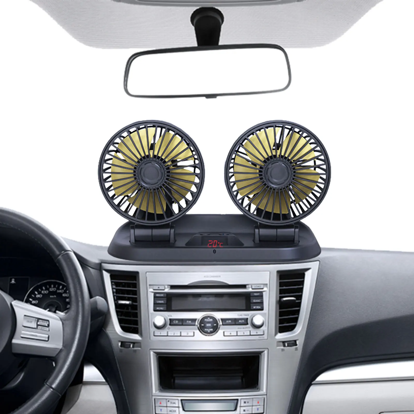 

Dual Head Car Fan 12V 24V Electric Car Cooling Fan Mounted 3 Speed Strong Wind Desk Fan For Vehicle Dashboard Truck Van SUV RV