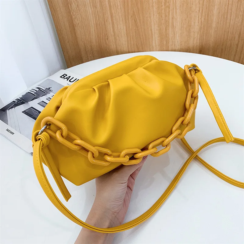 

Hot sale Retro Women Dumplings Messenger Bag Designer Chain 2022 Fashion Pleated Tote Bag Soft Leather Women's Designer Handbag