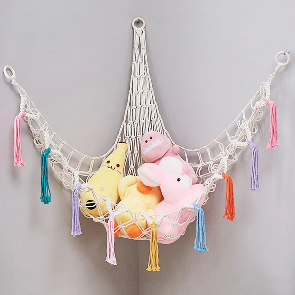 

Cute Children Bedroom Toys Hammock Net Stuffed Animals Toys Hammock With Colorful Tassels Organize Storage Mesh Holder