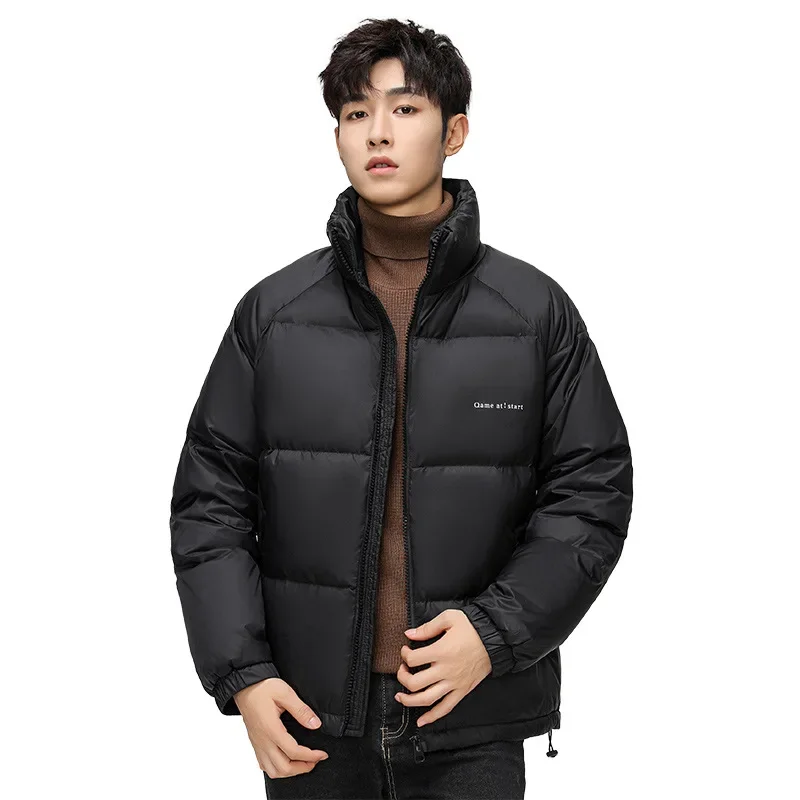Мужской зимний укороченный пуховик свободная куртка-пуховик с