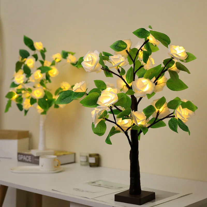 

LED Rose Flower Tree Lights Fairy cute lamp Rose Table Lamp Night Light Home Party Bedroom Decoration Christmas Wedding Gift