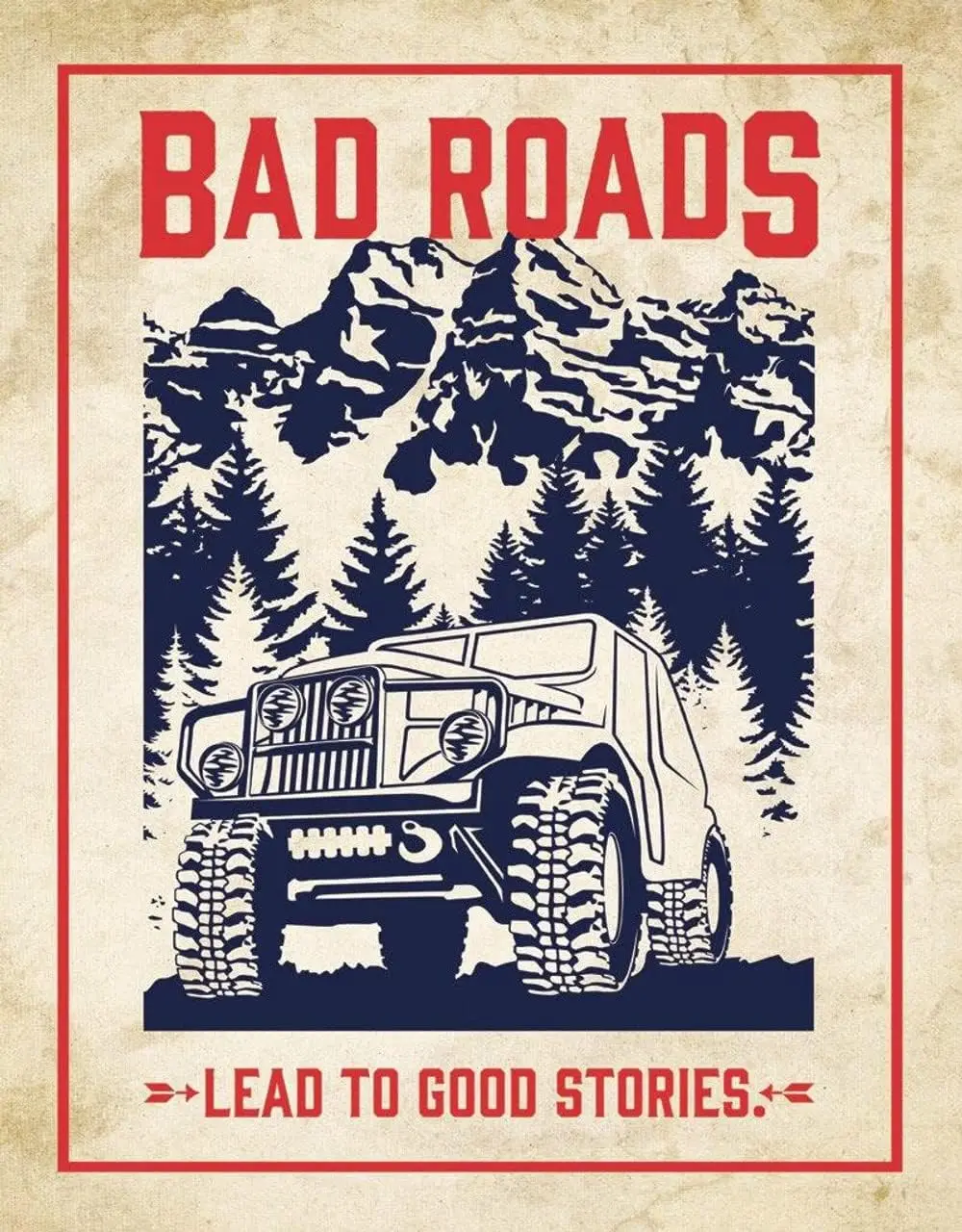 Жестяная вывеска Desperate Enterprises Bad Roads Lead to Good Stories — ностальгический винтажный