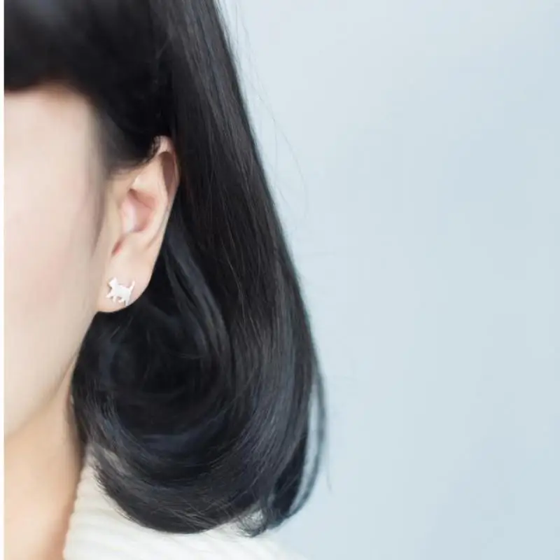 Женские серьги-гвоздики в виде кошки | Украшения и аксессуары