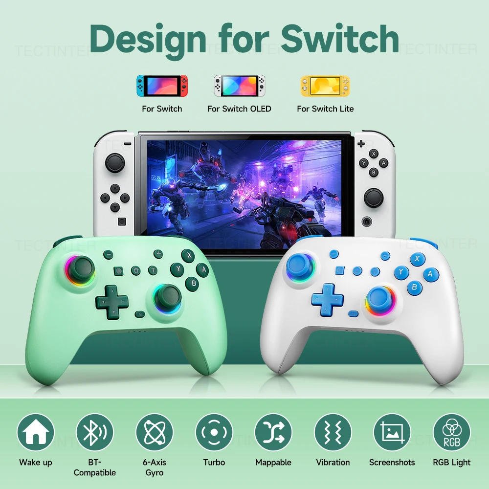 Беспроводной Bluetooth-контроллер RGB для Nintendo Switch/OLED/Lite/Android/IOS/ПК геймпад джойстики с