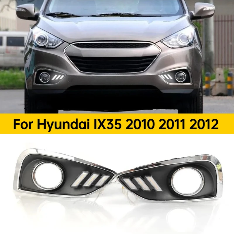 Фото Дневные ходовые огни (ДХО) для Hyundai IX35 2010-2012, светодиодные передние противотуманные фары, модификация, динамический указатель поворота, аксессуары №1