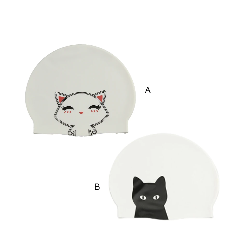 

Swimming Pool Caps Cartoon Bathing Hat Protect Ears Equipment Professional Diving Headgear Water Sports Supplies Black