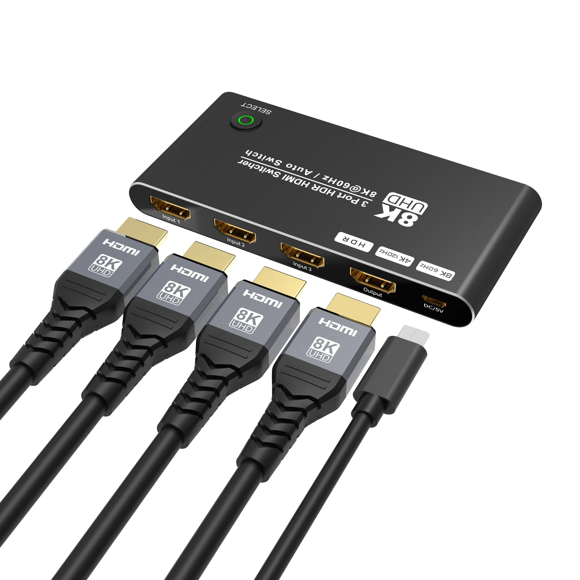 Коммутатор UHD HDMI совместимый с 2 1 3 порта 3x1 автоматический переключатель 8K @ 60Hz 4K