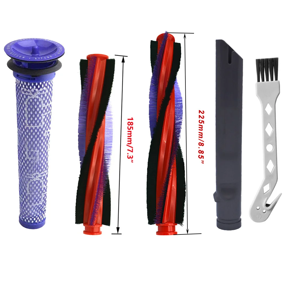 185mm/225mm Bristle Brush Prefilter Roller Crevice Tool For DYSON V6 ANIMAL FLUFFY DC59 DC62 SV03 Cleaner Brush Accessories