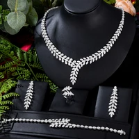 godki high quality 4pcs shiny luxury bangle necklace earrings ring jewelry set brides wedding jewellery full cz new charm