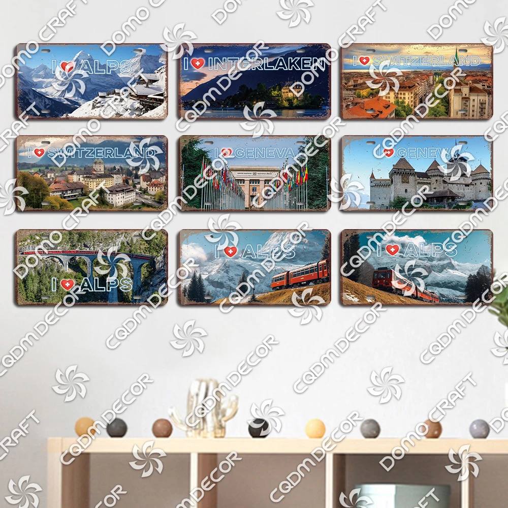 I Love Постер &quotШвейцария&quot номерные знаки в стиле ретро декор для стен доме