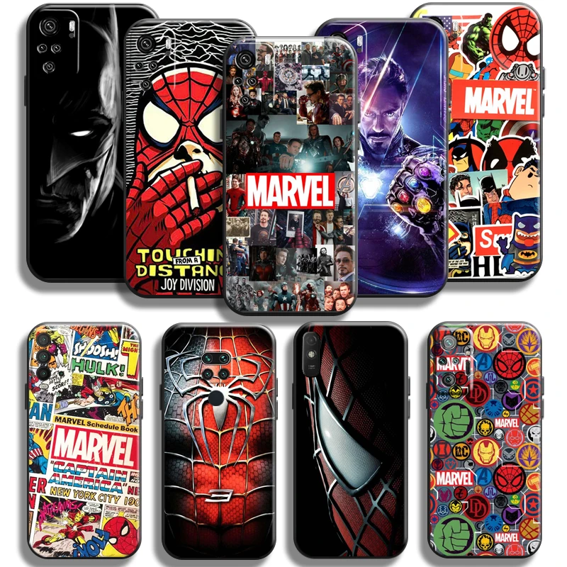 

Marvel Avengers Phone Case For Xiaomi Redmi Note 10 10S 10T 10 9T 9S 9 Pro Max 5G Redmi 10 9 9T 9A 9C Silicone Cover Back Coque