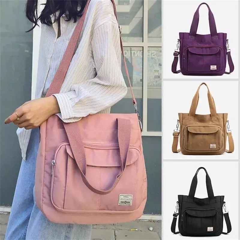 Large Capacity Waterproof Nylon Bag Female Tote Crossbody Bag Casual Shoulder Handbags Convertible Backpack for Women Travel
