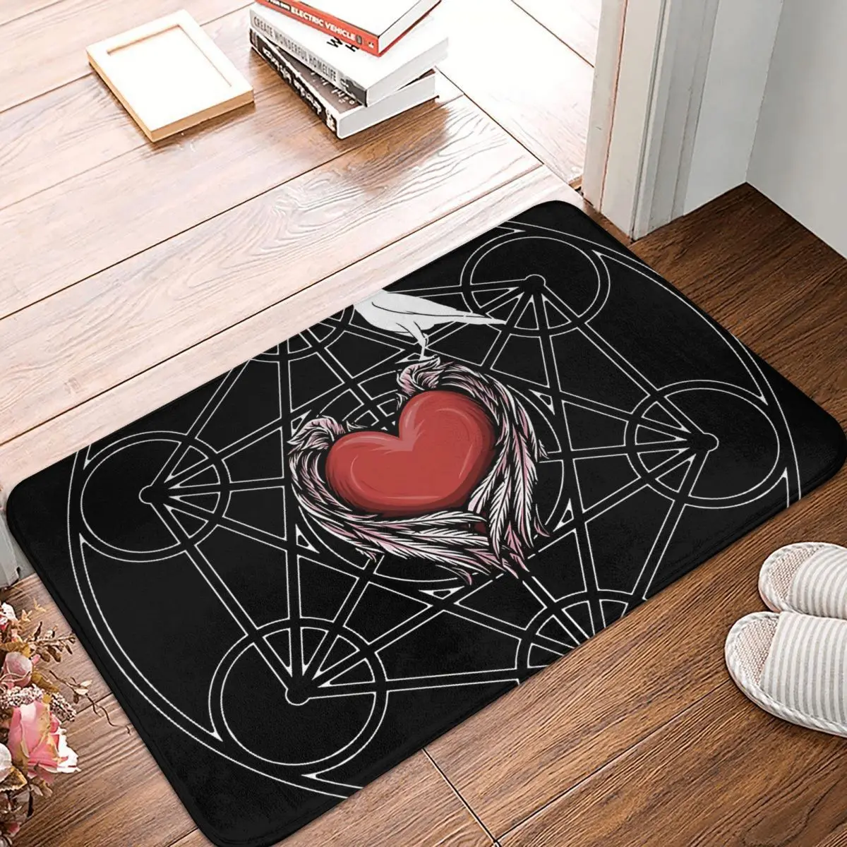 

Нескользящий Придверный коврик с рисунком сердец Мандала ворона, коврик для ванной и кухни, уличный ковер, современный декор для помещений