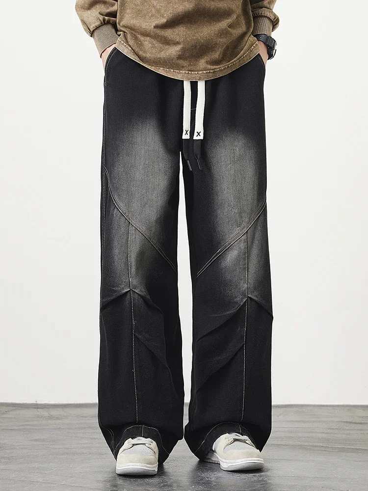 Мужские джинсы большого размера 8XL 7XL 6XL с широкими штанинами прямые джинсовые