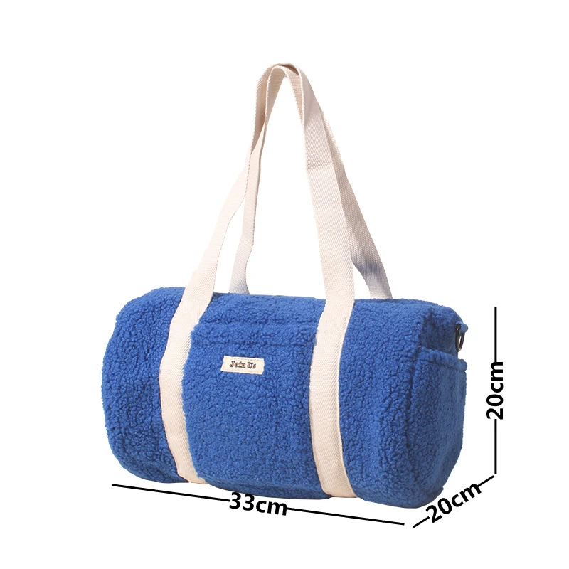 Winter Lamb Wool Shoulder Bag for Women Design Cylinder Shape Ladies Crossbody Bag Fashion  Faux Fur Soft Warm Handbag 2023