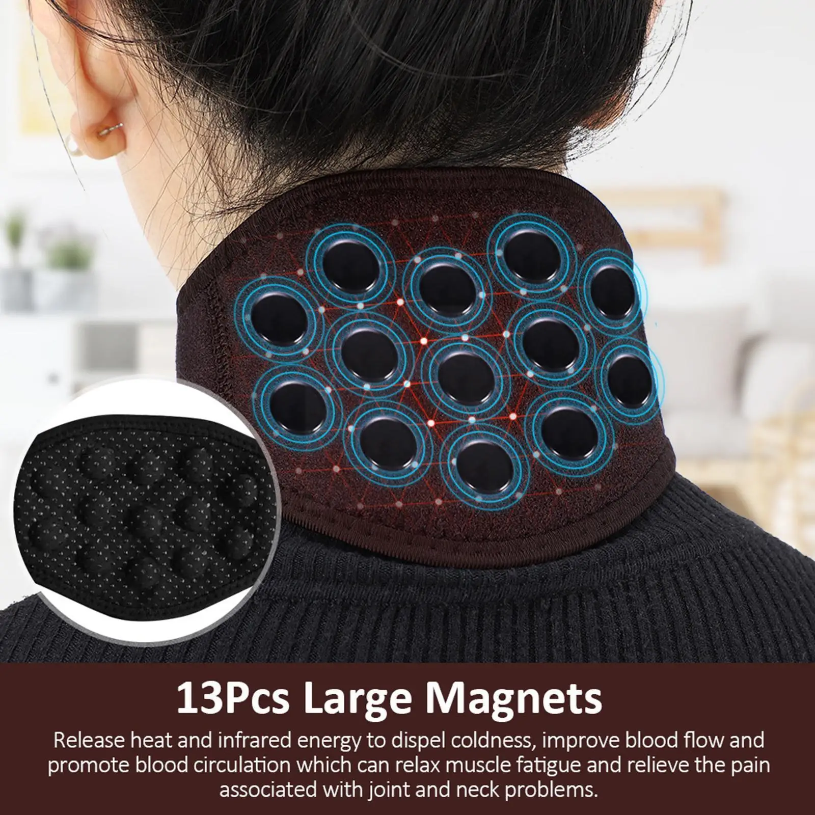 

Magnetic Self-heating Neck Brace Tourmaline Infrared Pain Support Health Relief Cervical Protector Care Neck Neck Belt Ther V0G8