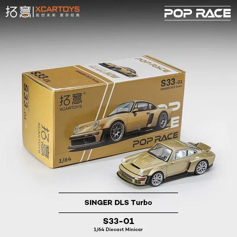 Фото POP RACE 1:64 PR640132 Porsche Singer DLS Turbo, золотая литая модель автомобиля из сплава, серия подарочных игрушек, подарок на Рождество, подарок для мальчика, игрушка для мальчика №1