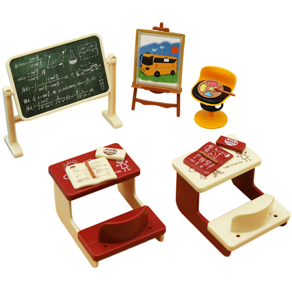 

Mini Desk Blackboard House Accessory Chairs Miniature Chalkboard Classroom Accessories Toys Supplies Children Childs