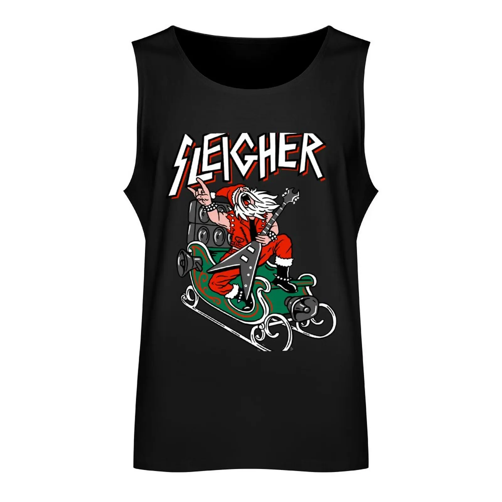 Ugly Christmas Sweater Sleigher - Heavy Metal Santa Tank Top для спортзала мужская футболка без рукавов
