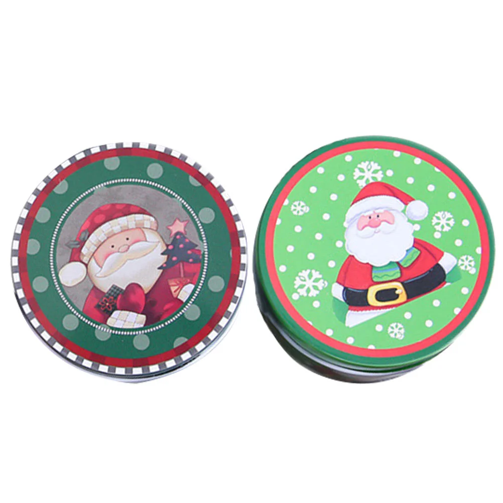 

2Pcs Tinplate Boxes Durable Creative Christmas Tinplate Jars Tinplate Biscuit Box Candy Jars for Party School Home