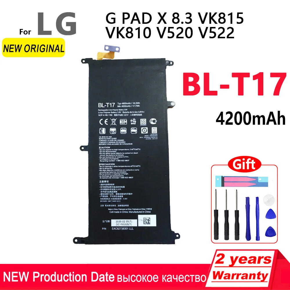 

100% Original BL-T17 BLT17 For LG G PAD X 8.3 VK815 VK810 V520 V522 4800mAh Mobile Phone In Stock New Batteries Wtih Free Tools