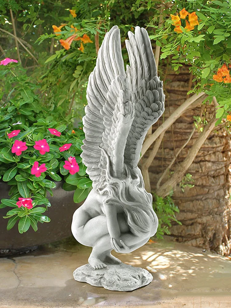 

Angel Redemption Statue Decor Ornaments Resin Crafts Wing Religious Sculpture Desktop Art Decoration Home Gardening Accessories