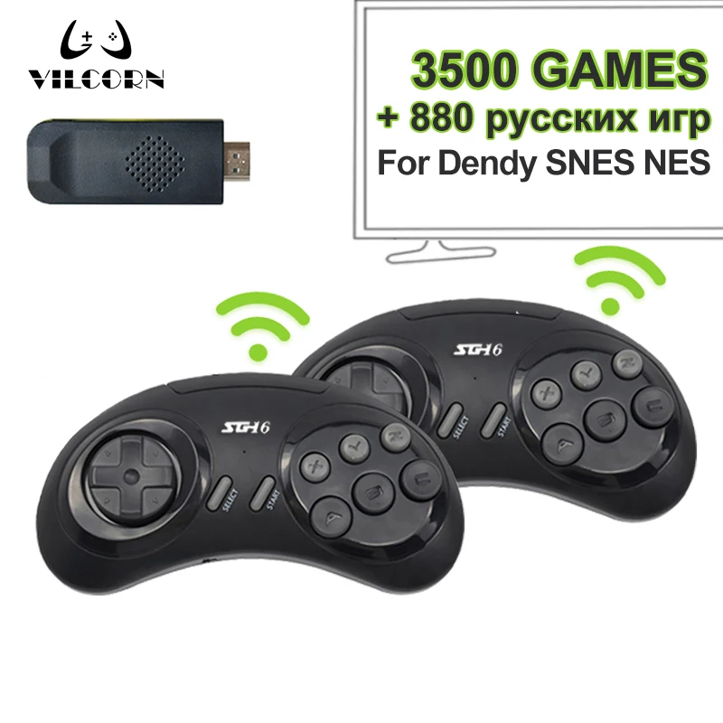 16-битная Беспроводная консоль VILCORN для SEGA Genesis RU Game Stick HDMI-совместимая