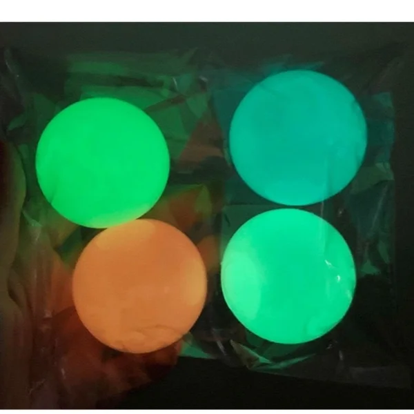 

4.5-6cm Luminous Balls High Bounce Glowing Stress Ball Sticky Wall Home Party Decoration Kids Gift Anxiety Toy Glow In The Dark