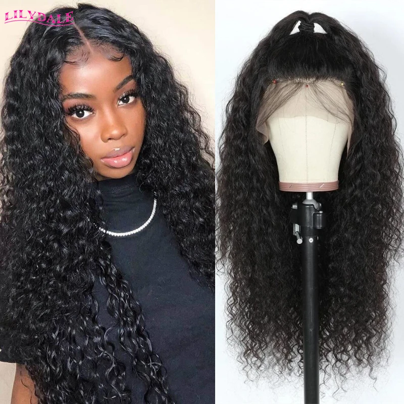 

Lilydale Kinky Curly Lace Frontal Human Hair Wigs 13x4 Peruvian Glueless Lace Front Wig Pre Plucked Human Hair for Black Women