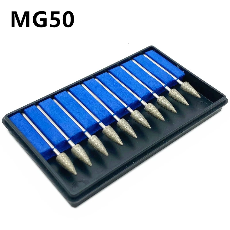 

10pcs/set Dental Lab Part Electroplated Diamond Point Polisher Low Speed Handpiece HP Burs Nail Drill Bits MG50