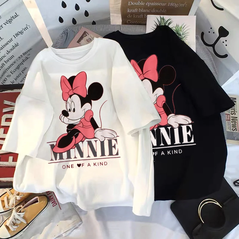 

Women T-shirts Disney Cartoon Minnie Y2k Clothes Tops Summer Casual Tee Ulzzang Hip Hop Streetwear Harajuku Short Sleeve T Shirt