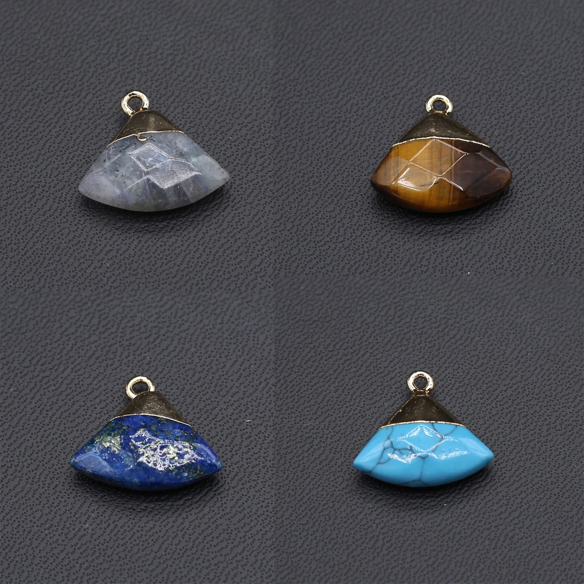 

Natural Stone Pendants Sector Shape Lapis lazuli Turquoise Charms for Jewelry Making Diy Women Necklace Earring Accessories