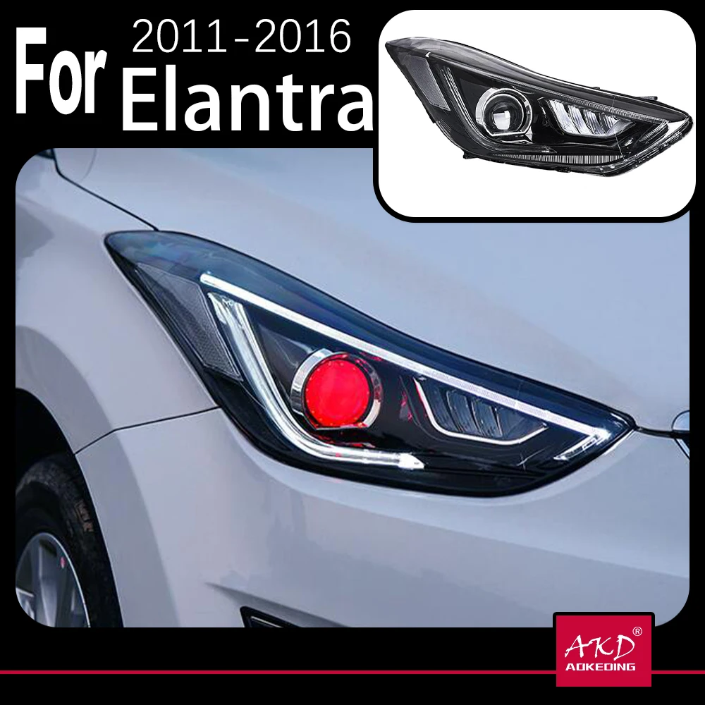

AKD Car Model Head Lamp for Hyundai Elantra LED Headlight 2011-2016 LED High Beam LED Signal DRL Hid Bi Xenon Auto Accessories